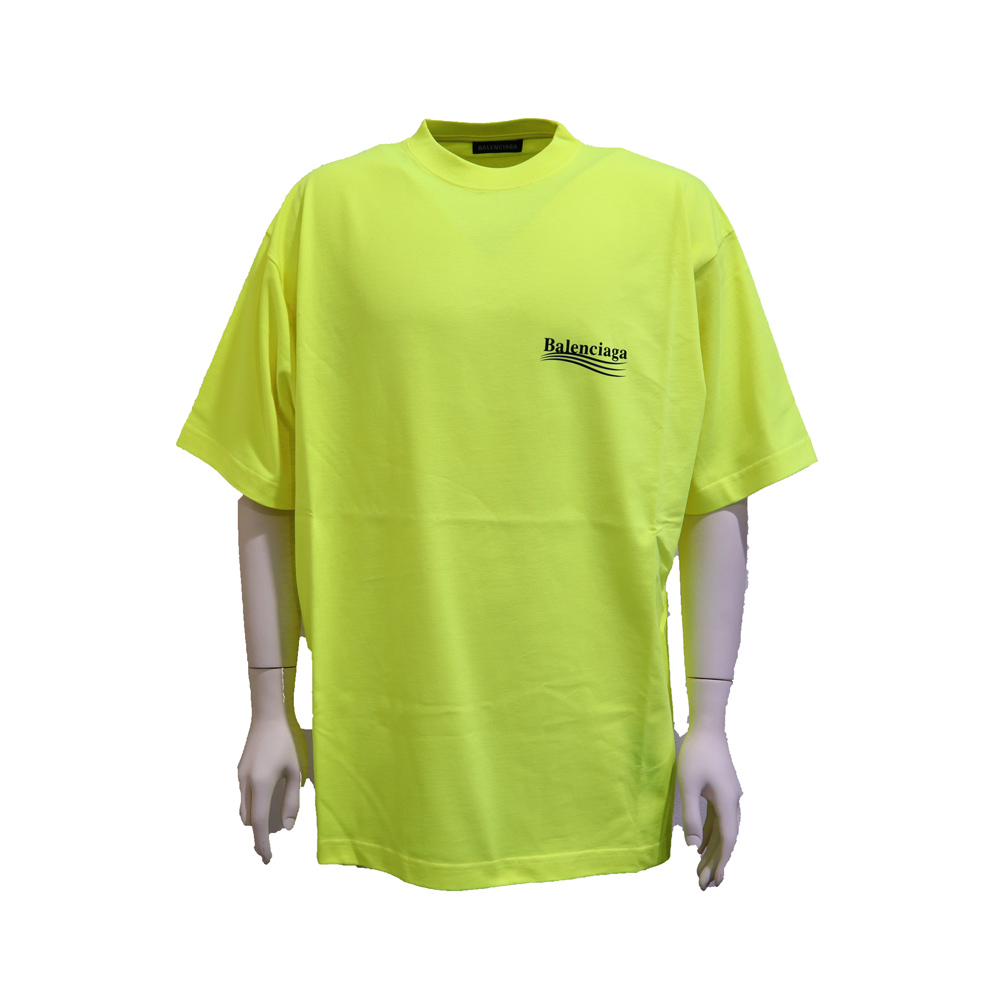 バレンシアガ　Tシャツ　ネオンイエロー　オーバーサイズ 蛍光　ロゴ　メンズ