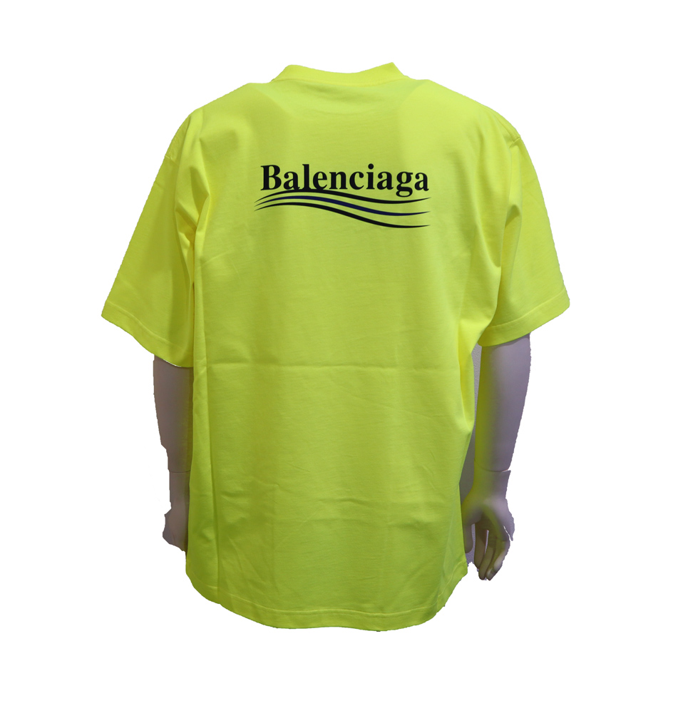 バレンシアガ 蛍光 黄色 イエロー ロゴ Tシャツ レディース-