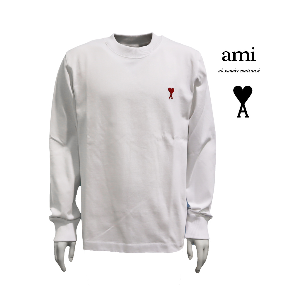 AMI アミパリス AMI DE COEUR ロングTシャツ ホワイト | アウトレット