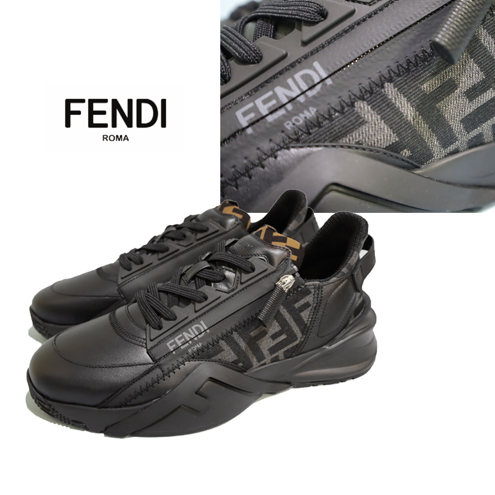 フェンディ fendi 未使用 スニーカー ブラック ロゴ フロー 28cm