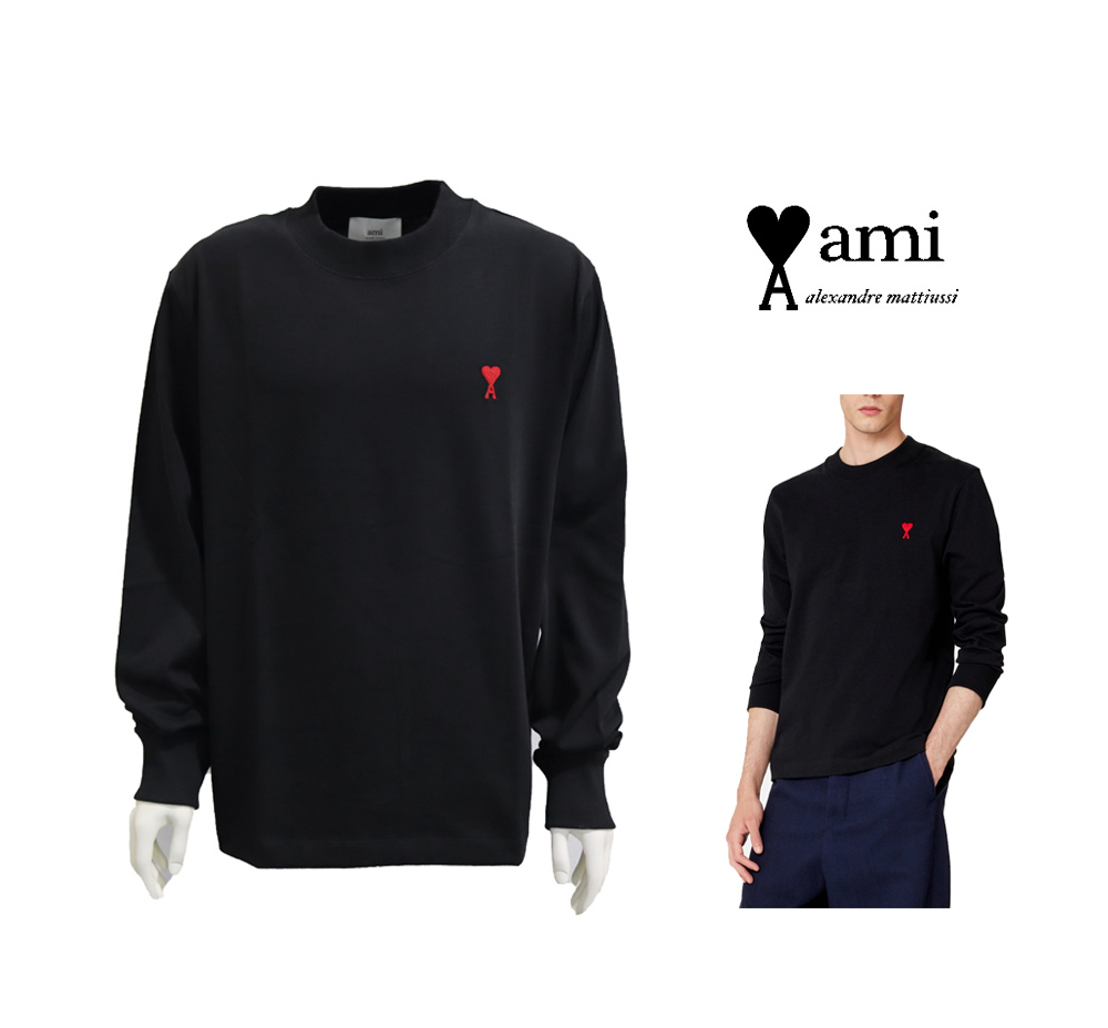 AMI アミパリス AMI DE COEUR ロングTシャツ ブラック | アウトレット