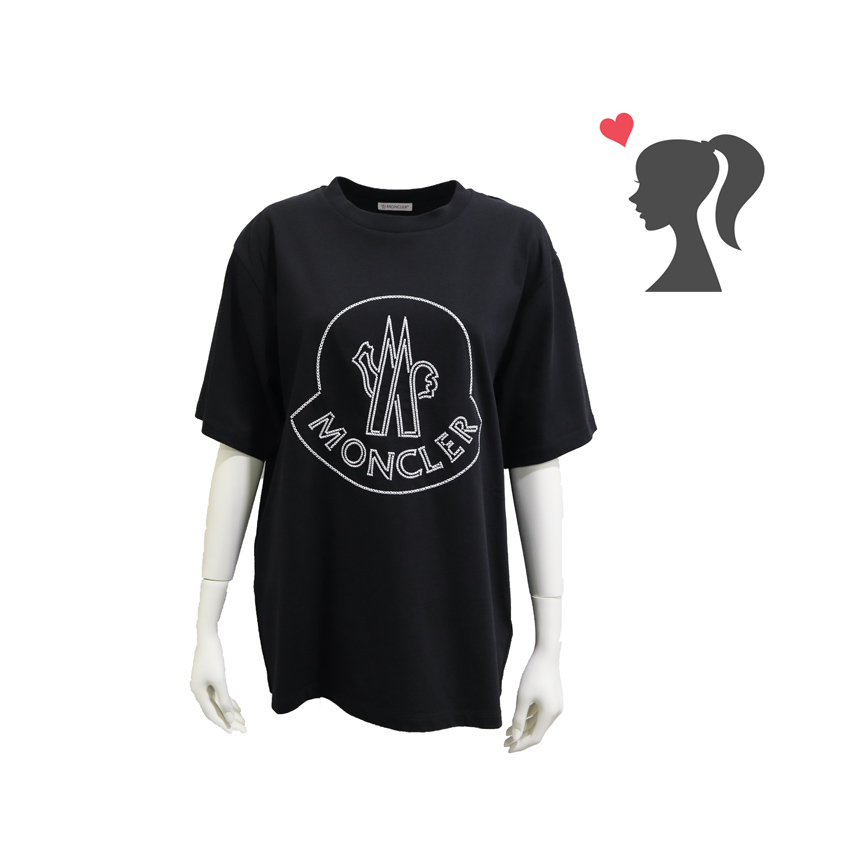 モンクレール Tシャツ 黒 レディース 半袖 - Tシャツ/カットソー(半袖 ...